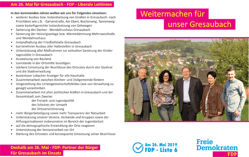 Außenseite des Flyers zur Kommunalwahl 2019